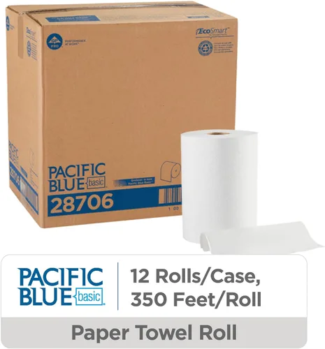 Miniatura 2 de Rollos de papel toalla Georgia-Pacific Blue Basic de PRO, color blanco, 28706, 350 pies por rollo, 12 rollos por caja