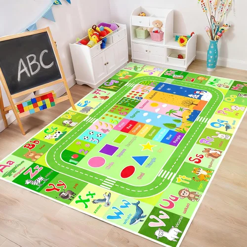 Miniatura 7 de BATATADOCE Alfombra de alfabeto para salón de clases - Alfombras ABC para sala de juegos de niños, alfombra educativa para aprender el alfabeto