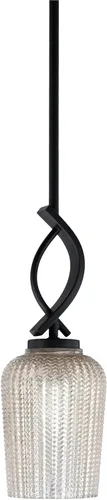 Miniatura 139 de Toltec Lighting Cavella Stem Colgado Mini colgante, acabado grafito, vidrio de muselina blanca de 4 pulgadas