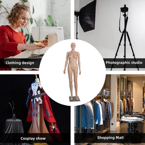 Miniatura 7 de Maniquí femenino de cuerpo completo con forma de maniquí Torso de 69 pulgadas, modelo de vestido ajustable, maniquíes desmontables de plástico
