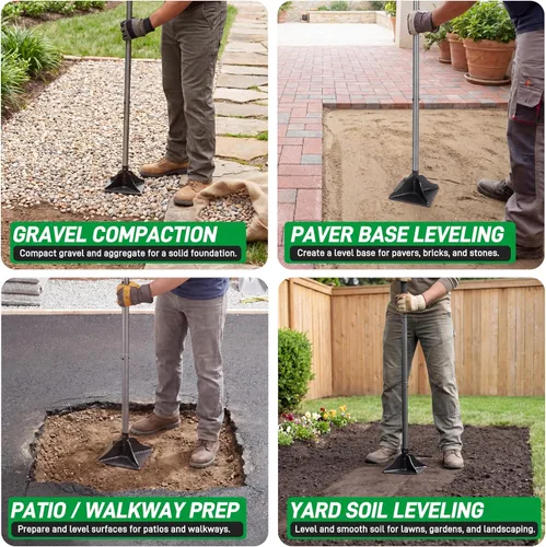 Miniatura 4 de Walensee Mango de acero con mango de 48 pulgadas de goma de jardín de 8"x8" para ahorrar mano de obra, herramienta ideal de acero total, de alta