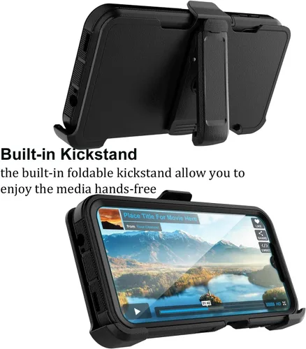 Miniatura 6 de Funda para teléfono Galaxy A14 5G, para Samsung A14 5G con clip para cinturón con [protector de pantalla incorporado] protector de pie resistente a