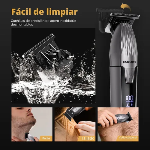 Miniatura 4 de FADEKING® Cortadora de pelo inalámbrica y recortadora de barba para hombres, kit de peluquería profesional para cortar el cabello y peinar la barba