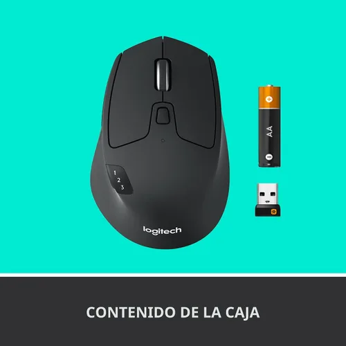 Miniatura 10 de Logitech M720 - Ratón inalámbrico de triatlón, Bluetooth, receptor unificador USB, 1000 DPI, 6 botones programables, batería de 2 años, compatible