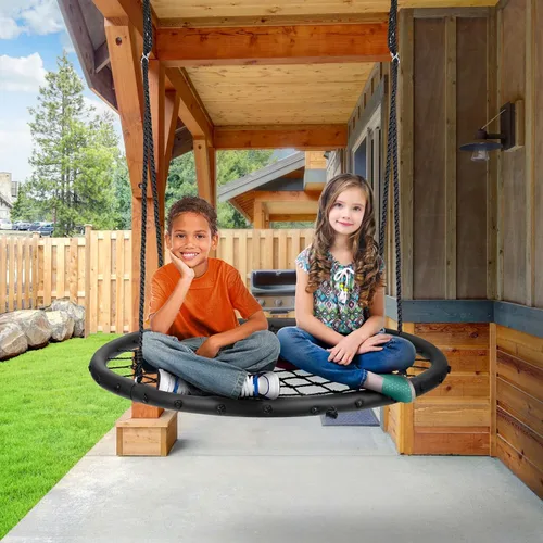 Miniatura 4 de Sorbus Saucer Tree Swing - Columpio redondo de disco para niños al aire libre – 40 pulgadas resistente asiento de 220 libras – fácil de instalar