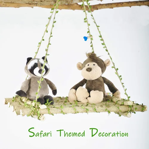 Miniatura 6 de Naidiler Cordel de cinta de hoja de arpillera de 32 pies para manualidades para safari, selva, fiesta de hadas, baby shower de bosque, decoración