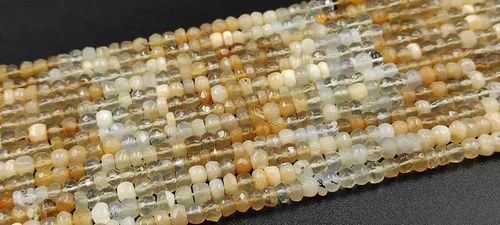 Miniatura 2 de Hanumat Gems - Lote de 10 hebras de cuentas de piedras preciosas facetadas de ópalo amarillo peruano, cuentas facetadas de ópalo peruano, cuentas
