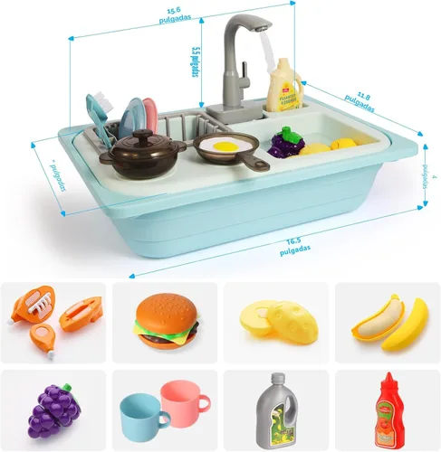 Miniatura 3 de Asweets Juguetes de fregadero de cocina que cambian de color, juguetes para fregadero para niños pequeños con agua corriente, juguetes de juego