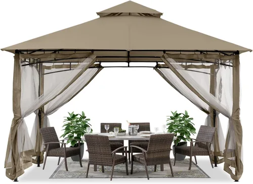 Miniatura 8 de ABCCANOPY Gazebos para patios de 10 x 10 pulgadas, kiosco con marco de acero para exteriores con mosquitera para césped, patio trasero, jardín