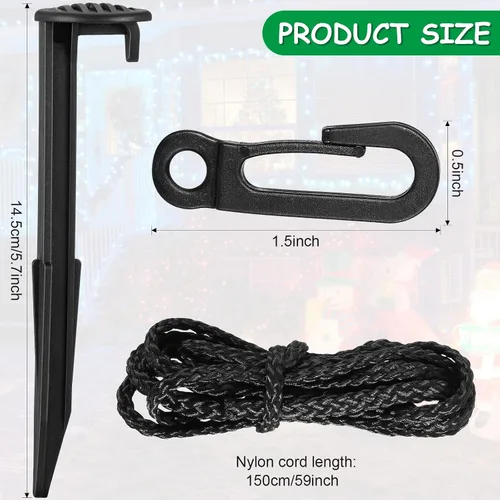 Miniatura 2 de Blulu 24 estacas inflables con correas y ganchos, estacas de plástico para patio, decoraciones de césped resistentes para inflables, Navidad
