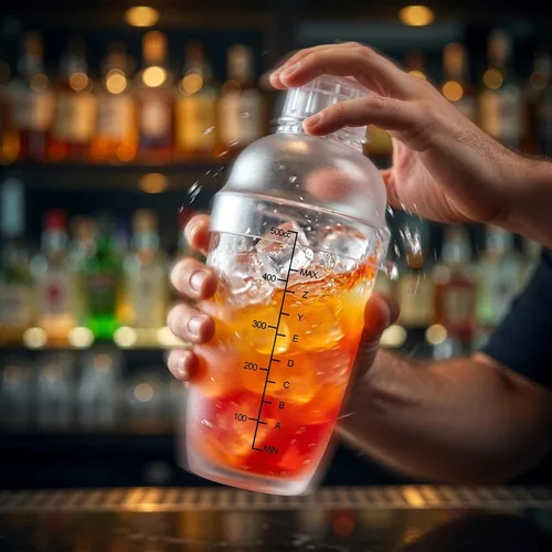 Miniatura 5 de Homestia Juego de coctelera de plástico transparente, mezclador de bebidas de 17 onzas con colador integrado, doble jigger, libro de recetas, kit