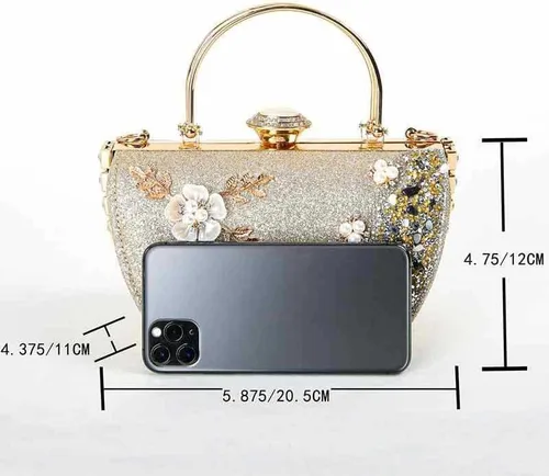 Miniatura 5 de Bolso de mano de noche brillante para mujer, con purpurina brillante y diamantes de imitación para boda, fiesta de graduación