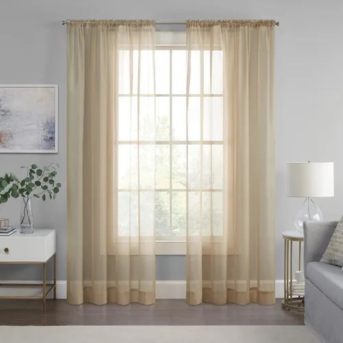 Miniatura 12 de Eclipse Livia - Cortina transparente con bolsillo para barra, 59 x 63 pulgadas, color negro