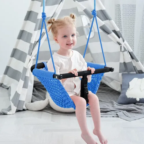 Miniatura 2 de Juego de columpio para niños pequeños y columpio 2 en 1 para bebé - Asiento de columpio de cuerda ajustable para niños, para interior y exterior
