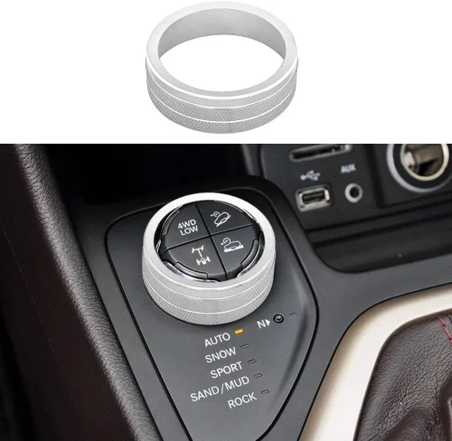 Miniatura 8 de Cubierta de perilla 4WD compatible con Jeep Cherokee Compass Renegade, perilla de botón de interruptor de control de consola central 4WD (Negro)