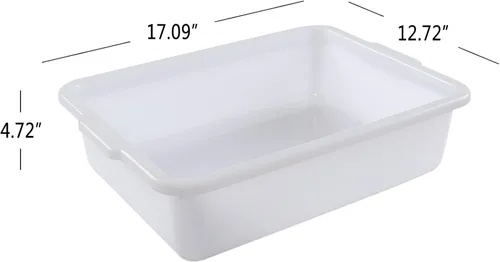 Miniatura 3 de Morcte Paquete de 3 cajas de autobús comercial de 13 L, bañera de autobús de plástico, color blanco