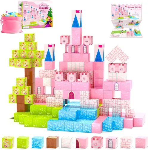 Miniatura 10 de Hiwawind 40 bloques magnéticos, regalos ideales para niños de 3, 4, 5, 6 años, juguetes de aprendizaje STEM para niños y niñas de 3 a 5 años