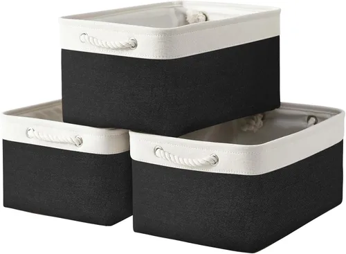 Miniatura 52 de TheWarmHome Contenedores de almacenamiento para estantes, tamaño mediano, 3 unidades, 13.8 pulgadas de largo x 9.8 pulgadas de ancho x 6.7 pulgadas