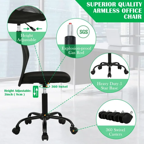 Miniatura 4 de Silla de oficina, silla de escritorio, silla de trabajo con respaldo medio para computadora con altura ajustable y soporte lumbar, asiento giratorio