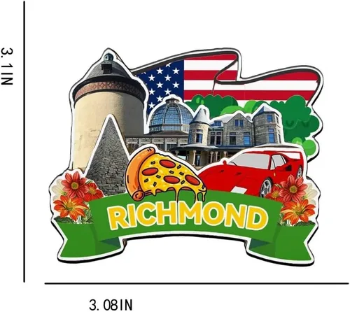 Miniatura 3 de Richmond Virginia USA - Imán de madera para nevera, monumentos 3D, recuerdos coleccionables, decoración hecha a mano -3255