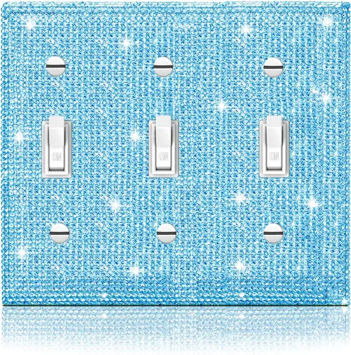Miniatura 31 de 4 piezas de placa de pared rosa plateado brillante cubierta decorativa interruptor de luz cubierta de interruptor de palanca única diamantes