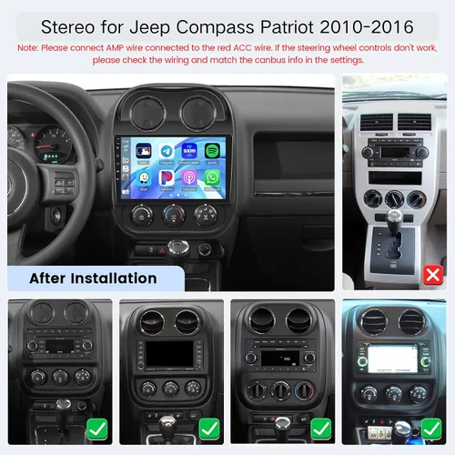 Miniatura 2 de [4+128G] Android 15 Estéreo de coche para Jeep Compass Patriot 2010-2016, 10 pulgadas en celda pantalla táctil brújula radio inalámbrico Carplay
