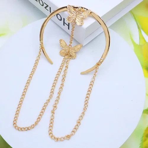 Miniatura 4 de HSQYJ Brazalete con borlas de cadena de mariposa, brazalete ajustable y simple, joyería de moda para mujer, chapado en oro y plata
