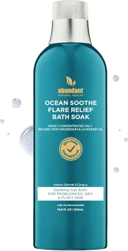 Abundant Natural Health Ocean Soothe Flare Relief Bath Soak con sales de magnesio puro altamente concentradas y aceite de lavanda para ayudar a