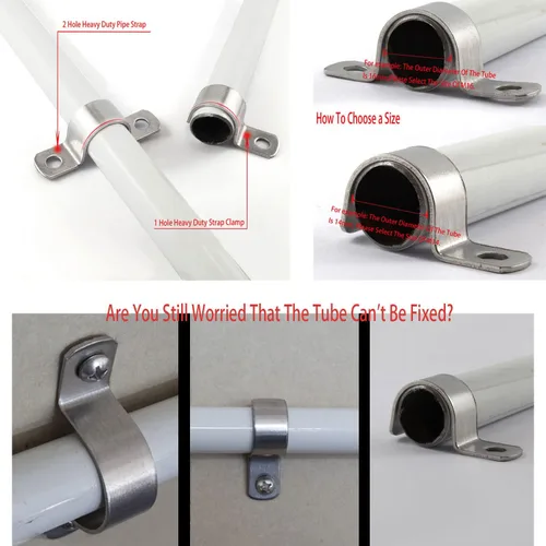 Miniatura 4 de Correa de tubo de 1/3 de pulgada, correa de conducto de acero inoxidable 304, abrazadera de correa resistente de 1 orificio para instalación