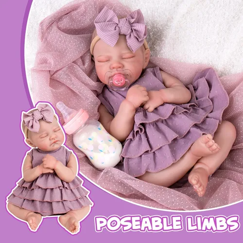 Miniatura 4 de Aori Muñecas Reborn de Bebé Niña Realistas - Muñeca Recién Nacida Realista de 20 Pulgadas con Extremidades Articuladas y Kit de Alimentación, Juego