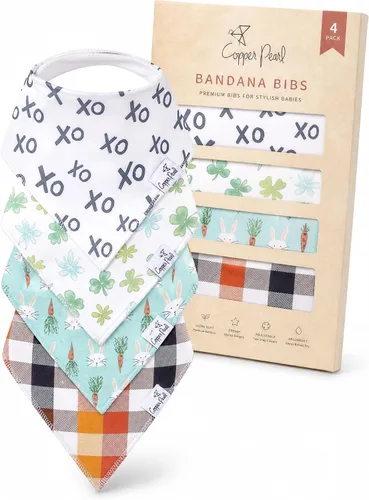 Miniatura 33 de Copper Pearl Baberos tipo bandana para bebé, paquete de 4 baberos de algodón suave para babear y dentición, absorbentes, ajuste ajustable, muchos