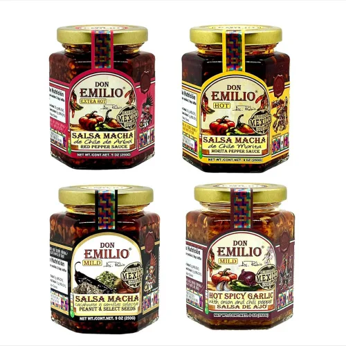 Miniatura 8 de Don Emilio Hot Chili Arbol Salsa Macha - Tarro prémium de 9 onzas Topping gourmet mexicano artesanal, aceite de chile de pimiento rojo crujiente