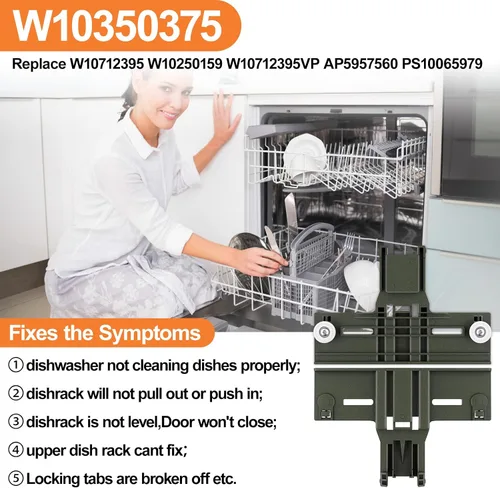 Miniatura 7 de AJUSTADOR DE REJILLA SUPERIOR DE LAVAVAJAS MEJORADO W10350375 W10712395 Piezas para Lavavajillas Whirlpool WDT730PAHZ0 WDT970SAHZ0 WDTA50SAHZ0