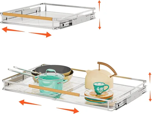 Miniatura 11 de Paquete de 2 organizadores extraíbles expandibles, cajones deslizantes para armarios de cocina, guías de cajones resistentes para el hogar, cocina