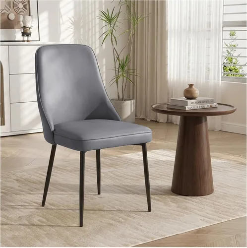 Miniatura 13 de Sillas de comedor de piel sintética, modernas y tapizadas, sillas de cocina, sillas auxiliares de cena con respaldo curvado y patas de metal