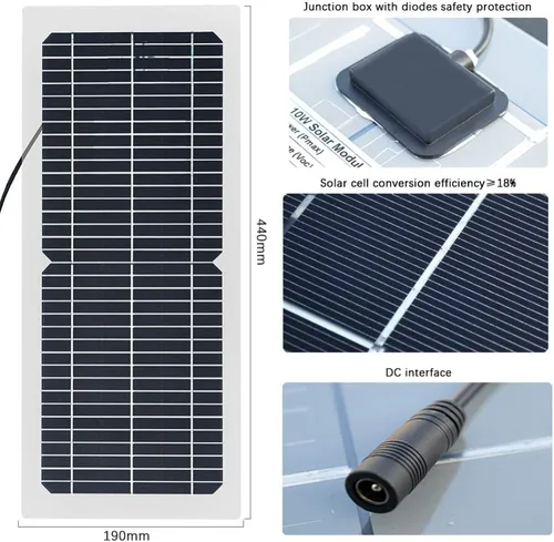 Miniatura 6 de XINPUGUNAG Kit de panel solar de 18 V 10 W, cargador de batería semi-flexible de célula monocristalina DIY módulo conector DC 12 V 5 V USB