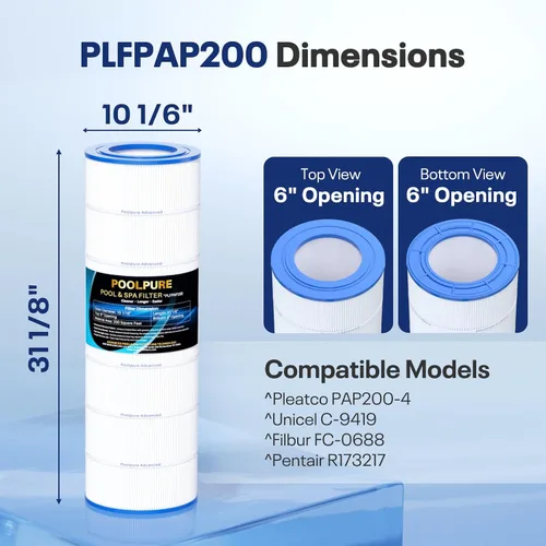 Miniatura 2 de POOLPURE El filtro de piscina PAP200 reemplaza a Pentair Clean and Clear 200, CC200, Unicel C-9419, Ultral-C5, PP-C5, Filbur FC-0688, R173217