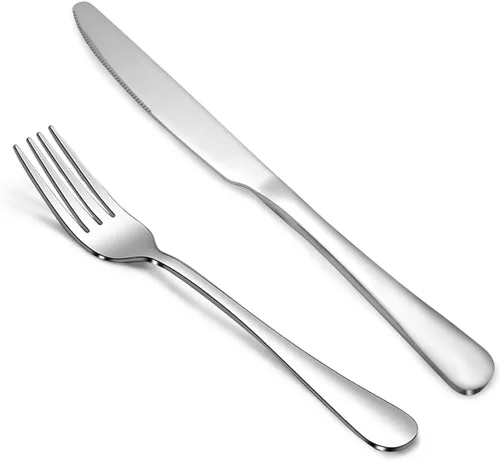 Miniatura 9 de SANTUO 12-Piece Steak Knife and Fork Set for 6, Stainless Steel Steak Knives with Dinner Forks, Serrated Steak Knife Set, Mirror Polished