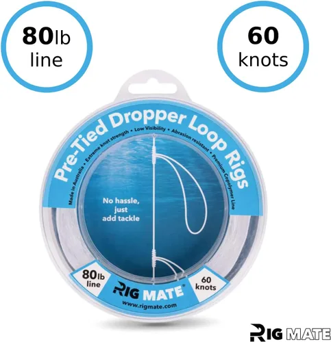 Miniatura 3 de Plataformas de bucle cuentagotas preatadas de 80 libras. Carrete de línea de pesca. Bucles de 18 pulgadas de distancia con tamaño de bucle de 5.5