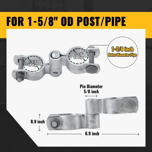 Miniatura 3 de VIVIDA Kit de bisagra de puerta de enlace de cadena de 1-5/8 pulgadas, incluye bisagras de puerta hembra y macho, herrajes para valla de eslabones