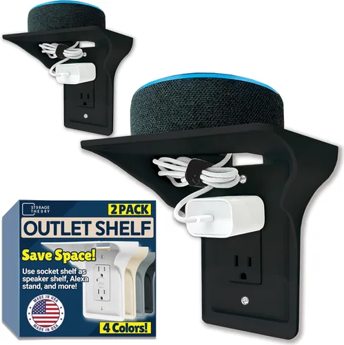 Miniatura 17 de BeraTek Power Perch - Estante de pared con almacenamiento de cable, estante de enchufe que ahorra espacio para dormitorio, baño, cocina, soporte