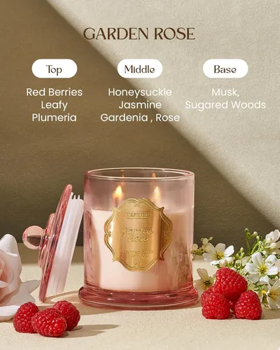 Miniatura 2 de M&SENSE Velas de rosas aromáticas para el hogar, velas de soja orgánicas, no tóxicas, sin hollín, vela en tarro grande de 12.7 onzas, 75 horas
