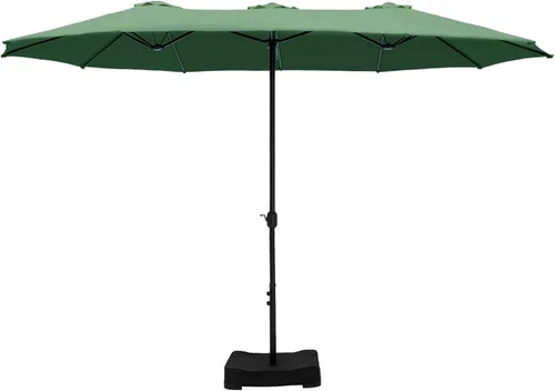Miniatura 16 de GREEN PARTY Sombrilla de patio rectangular de 15 pies con base incluida, sombrilla de mesa de doble cara con manivela, sombrillas grandes