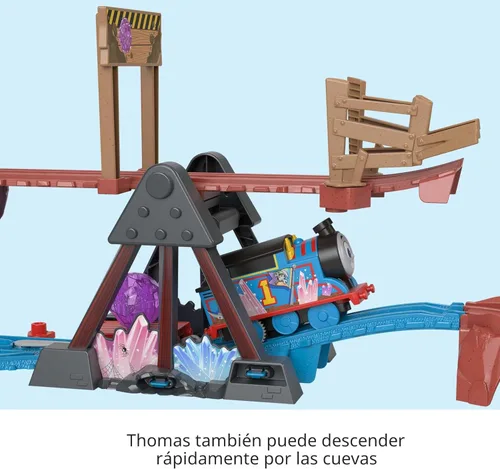 Miniatura 6 de Thomas & Friends Juego de tren de juguete motorizado Crystal Caves Adventure con Thomas, puente basculante y 8 pies de pista para niños en edad