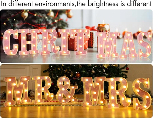 Miniatura 9 de Letras pequeñas de marquesina LED, letras iluminadas, letras LED de 8.58 pulgadas, letrero iluminado a pilas para mesa, fiesta, cumpleaños