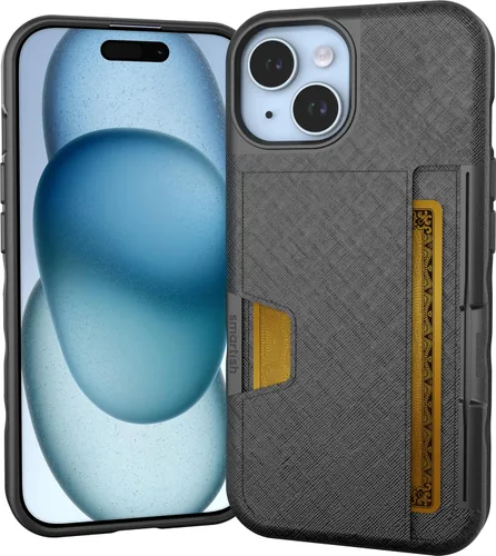 Miniatura 35 de Smartish Funda tipo cartera para iPhone 13 Pro – Wallet Slayer Vol. 2 [delgada + protectora] tarjetero con función atril - Black Tie Affair