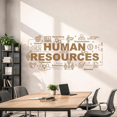 Miniatura 5 de Vinilo adhesivo de pared Recursos humanos Oficina Estilo Selección Pegatinas de trabajo en equipo Mural Decoración grande (g5594) Negro