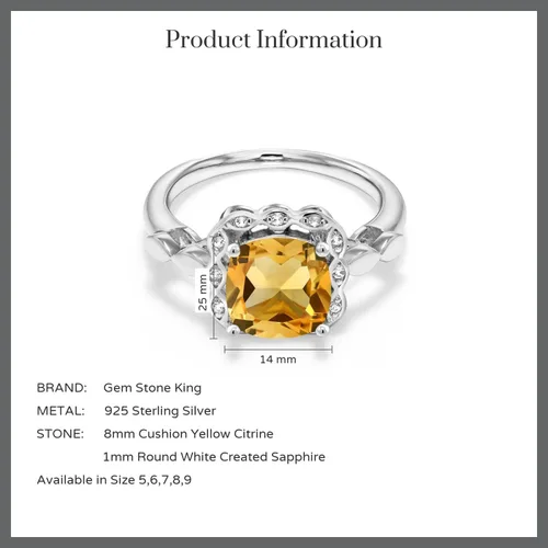 Miniatura 130 de Gem Stone King Anillo de compromiso de plata de ley 925 de 0.315 in con piedra natal y zafiro blanco creado Anillo de compromiso de boda