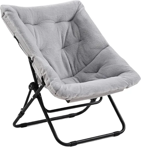 Cómoda silla plegada, silla plegable de gran tamaño de piel sintética suave, silla flexible para adultos y niños, silla lunar con marco de metal