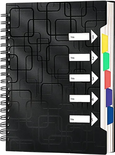 Miniatura 8 de CAGIE Cuaderno de 5 materias con rayas universitarias de 8.5 x 11 pulgadas, 240 páginas, cuaderno en espiral con pestañas divisorias, cuadernos A4